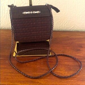 Brighton Dark Brown Woven Crossbody Bag